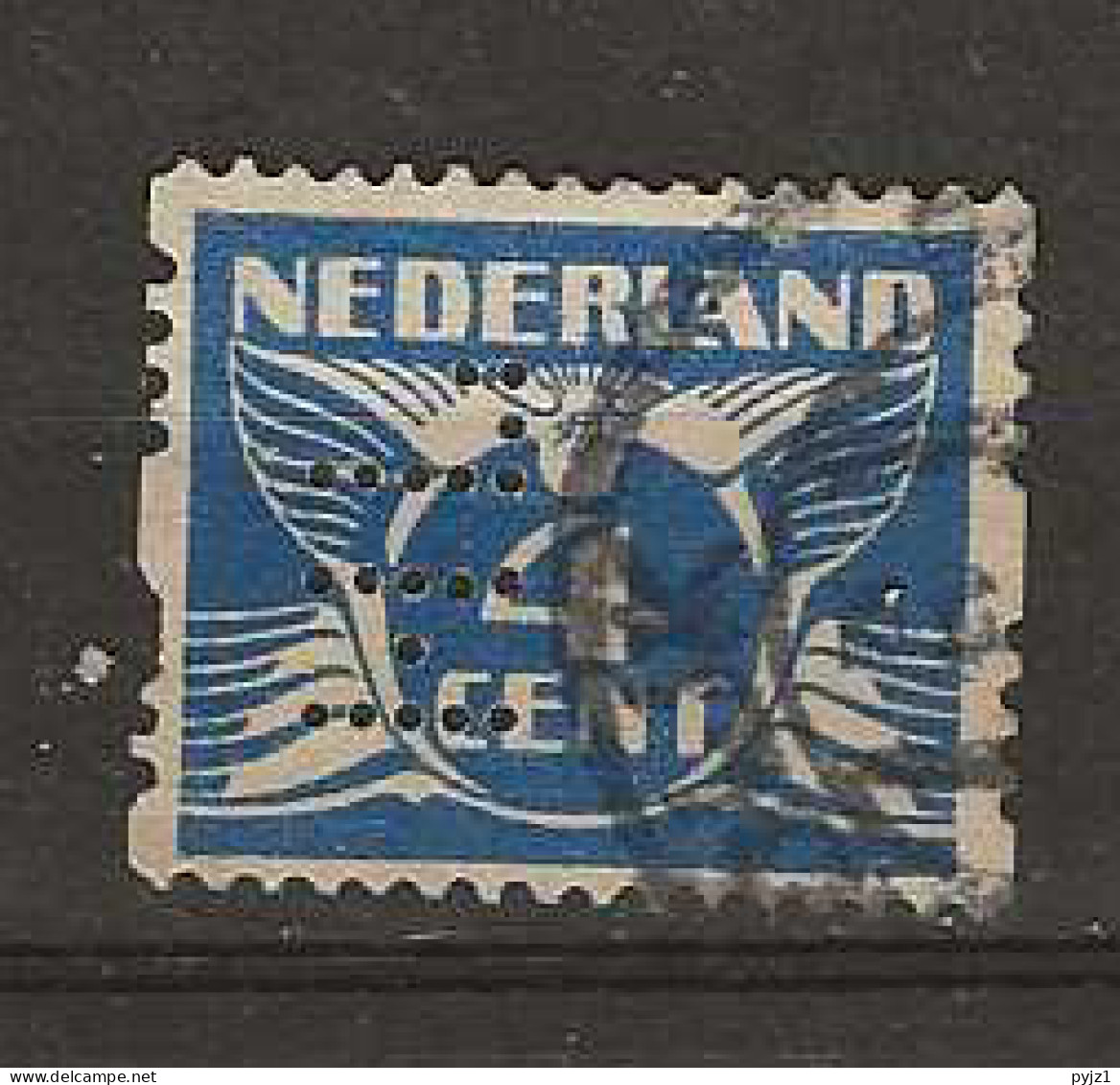 1926 USED Nederland NVPH R21 Met Watermerk Perfin - Oblitérés