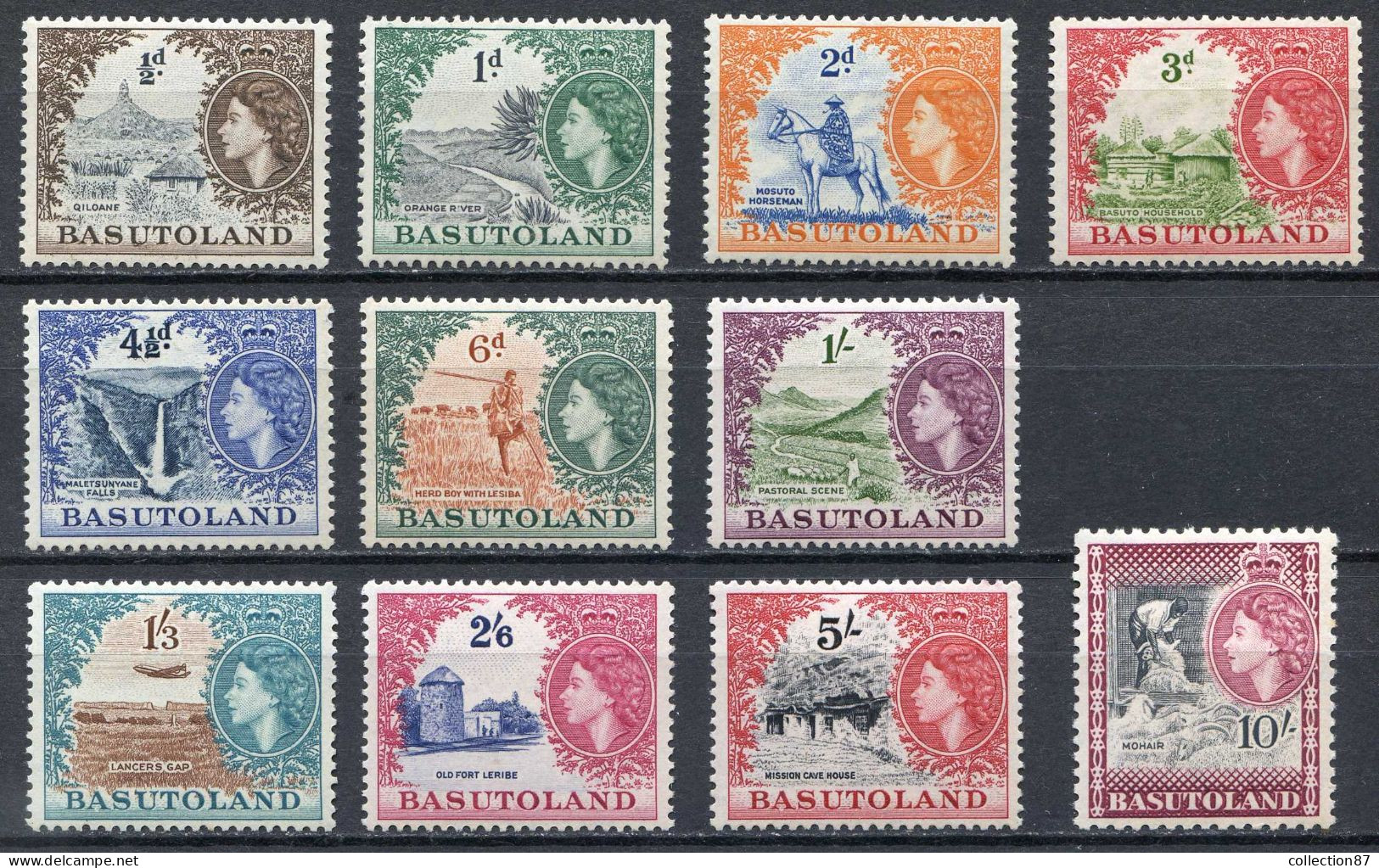 REF 001 > BASUTOLAND - N° 46 à 56 * * < Neuf Luxe -- MNH * * -- BASOUTOLAND - 1933-1964 Colonia Británica