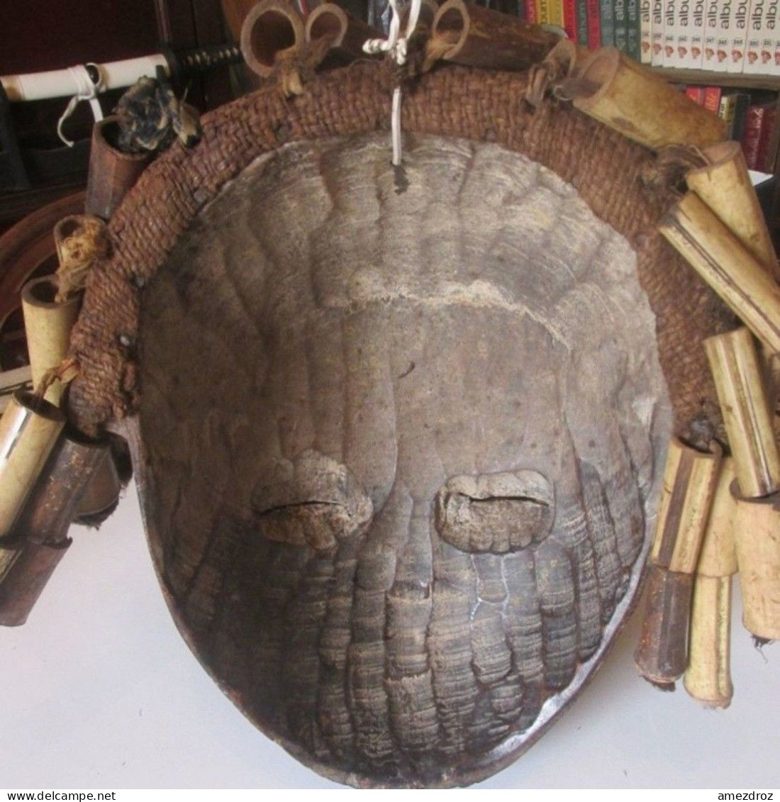 Afrique Ancien Masque Tchokwe - Angola Cheveux De Bambou (et) - African Art
