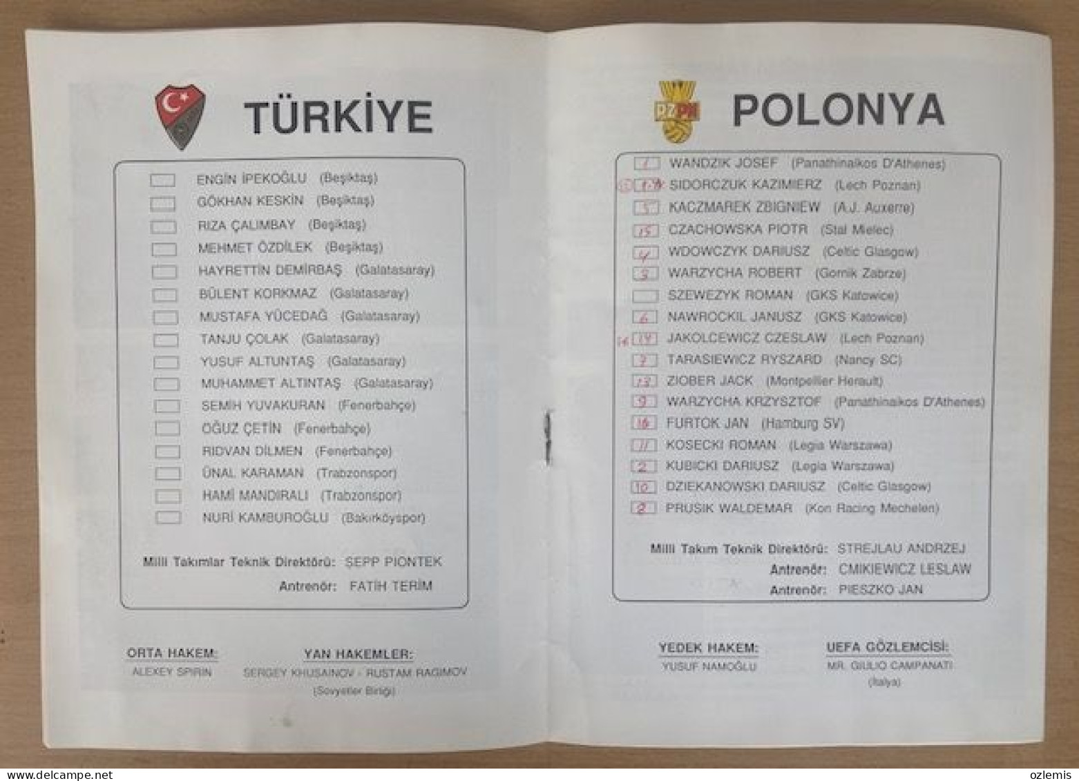 TURQUIE -   POLOGNE,TURKEY -POLAND   ,MATCH INTERNATIONAL ,1990 - Eintrittskarten