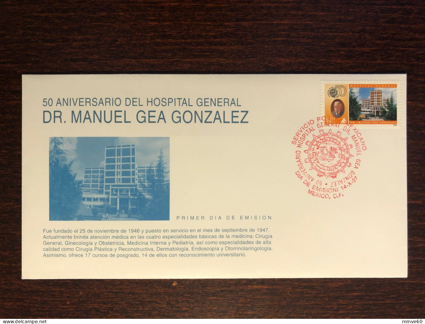 MEXICO FDC COVER 1997 YEAR DOCTOR GONZALES HOSPITAL HEART HEALTH MEDICINE STAMPS - Mexico