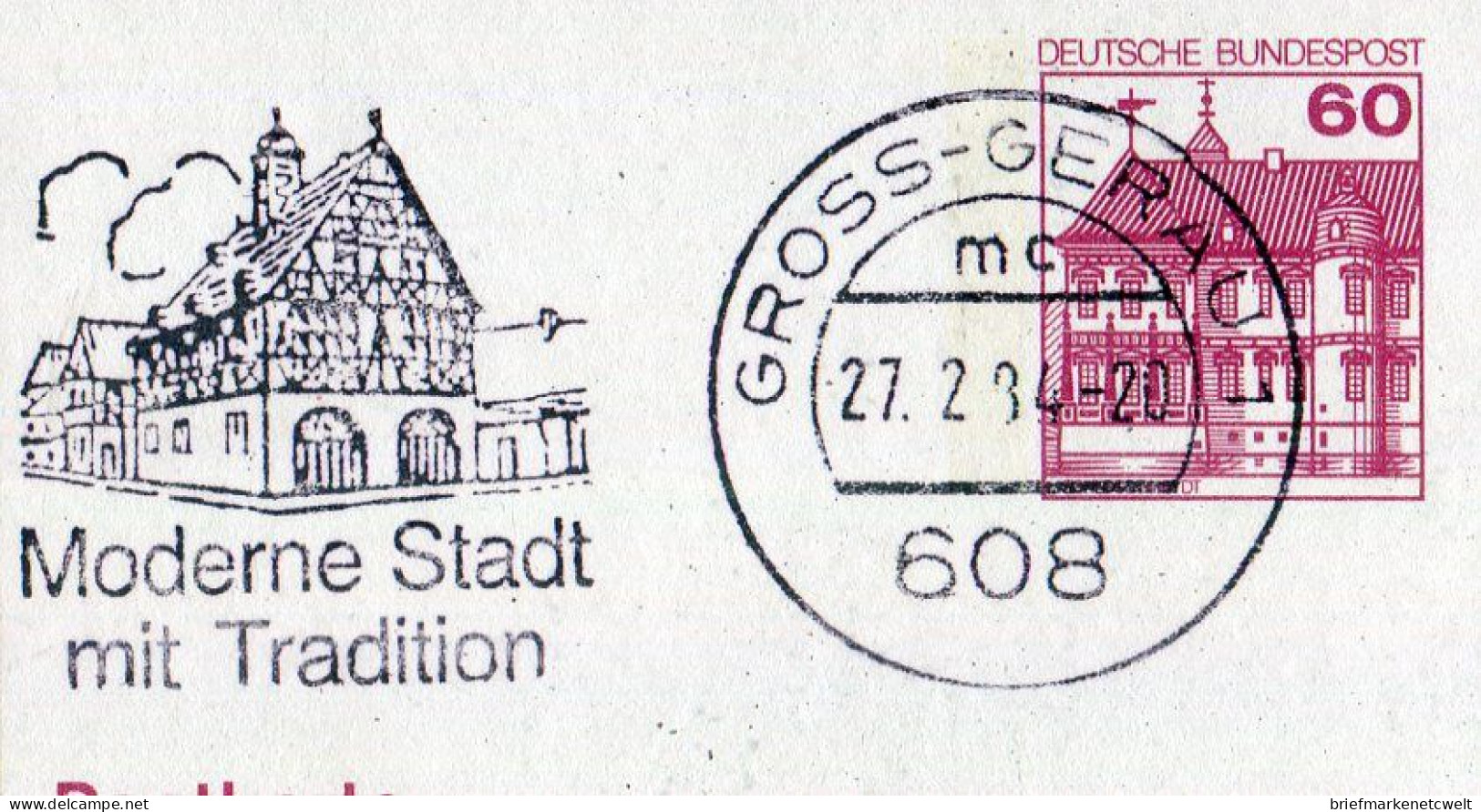 "BUNDESREPUBLIK DEUTSCHLAND" 1983, Bildpostkarte Mit Bildgleichem Stempel Ex "GROSS-GERAU" (60154) - Postales Ilustrados - Usados