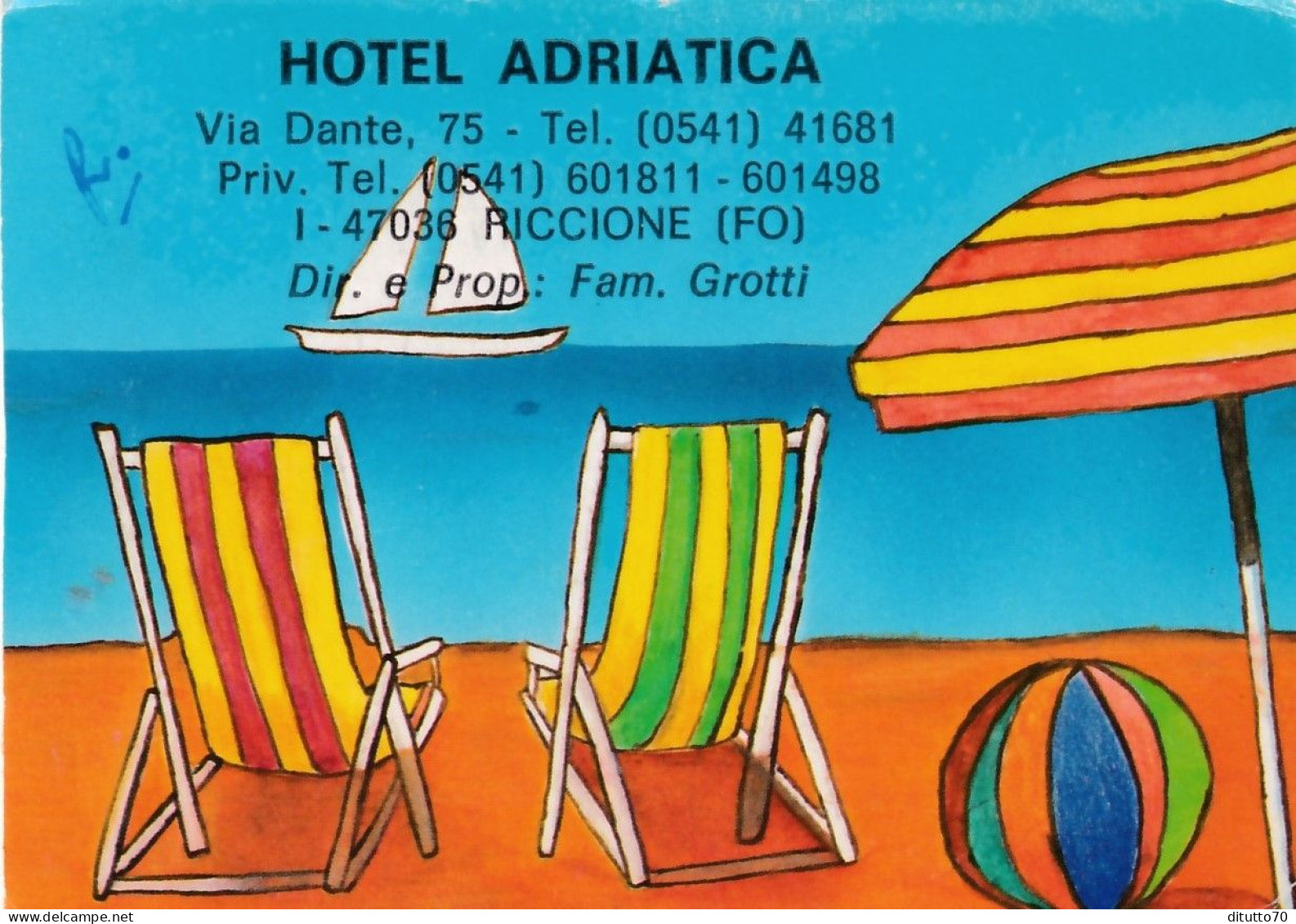 Calendarietto - Hotel Adriatica - Riccione - Anno 1989 - Small : 1981-90