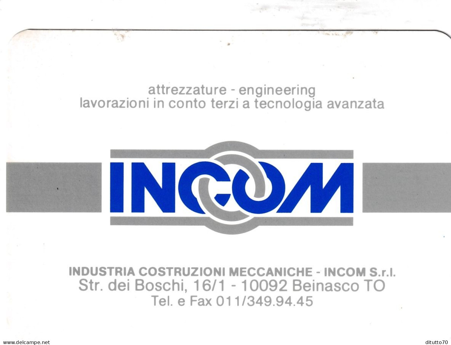 Calendarietto - INCOM - Industria Costruzioni Meccaniche - Beinasco - Torino - Anno 1989 - Small : 1981-90