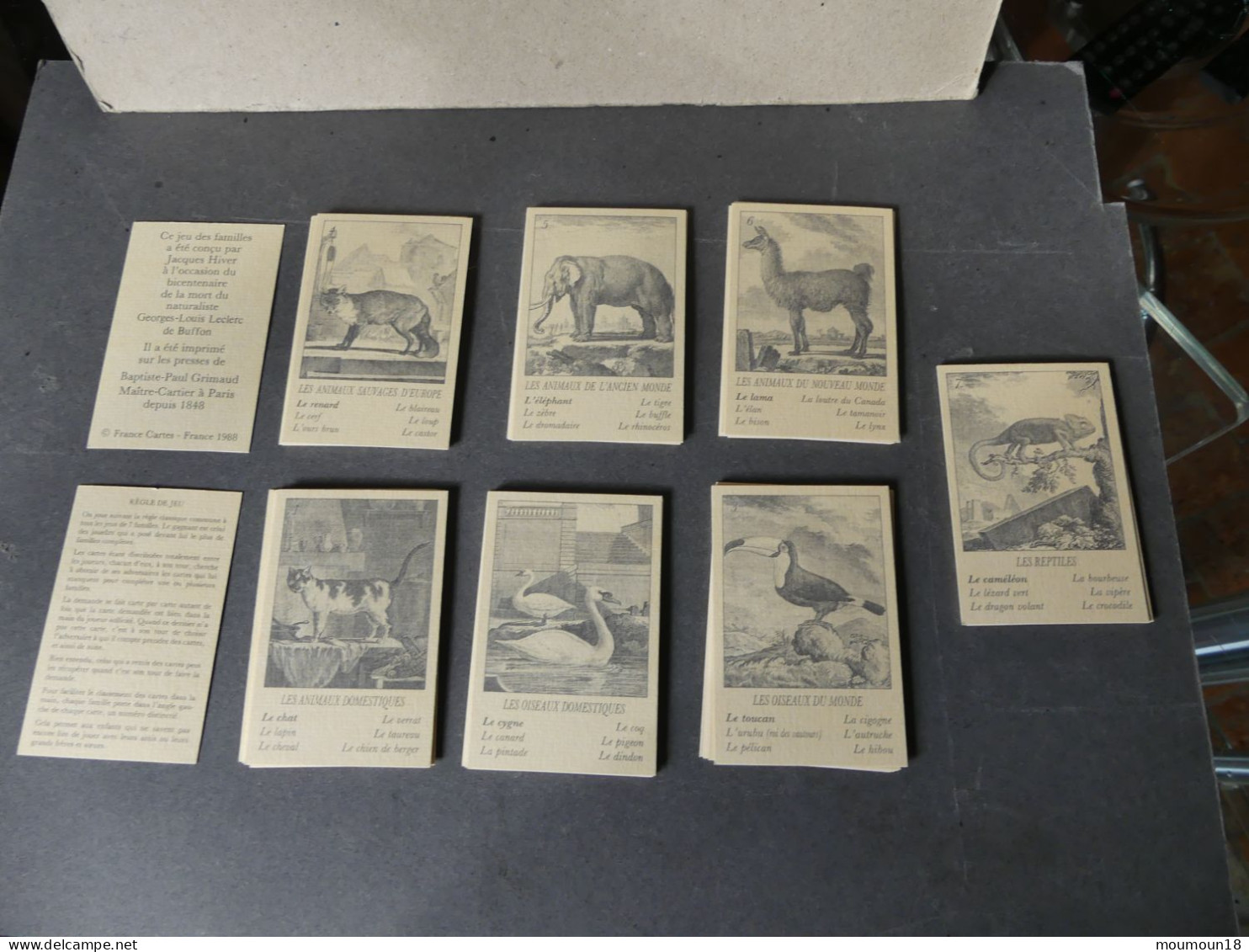 Jeu Des 7 Familles Buffon Grimaud France 1988 Complet - Kartenspiele (traditionell)