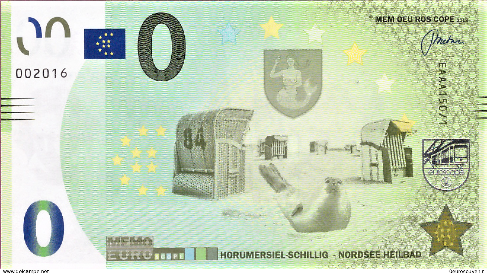 MEMO 0-Euro EAAA 150/1 HORUMERSIEL-SCHILLIG - NORDSEE HEILBAD STRANDKÖRBE ROBBE - Essais Privés / Non-officiels