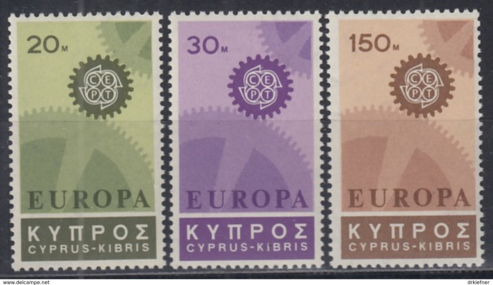 ZYPERN 292-294, Postfrisch **, Europa CEPT 1967, Zahnräder - 1967