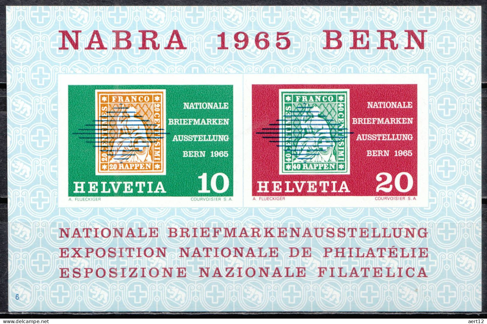 1965, Switzerland, NABRA, Expositions, Philatelic Exhibitions, Philately, Postmarks, Souvenir Sheet, MNH(**), CH BL20 - Blocs & Feuillets