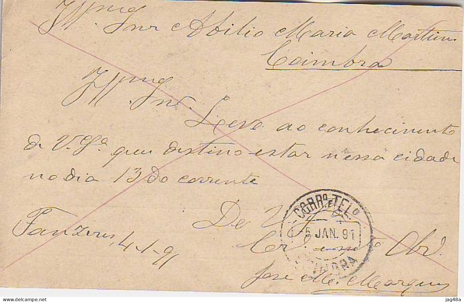 PORTUGAL. 1891/Porto, Internal PS Card/Portugal E Espanha. - Lettres & Documents