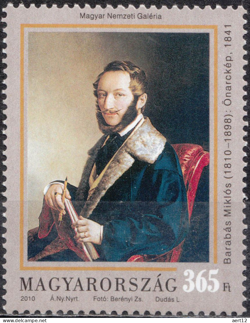 2010, Hungary, Miklós Barabás, Anniversaries, Commemoration, Famous People, Men, 1 Stamps, MNH(**), HU 5479 - Nuovi