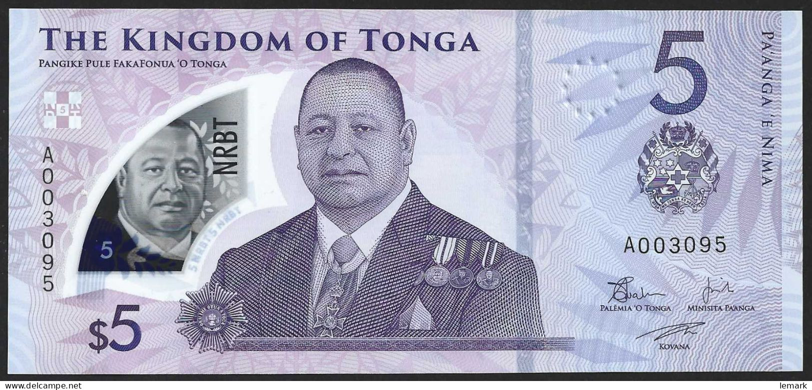 Tonga 5 Paanga 2023 P51 UNC - Tonga