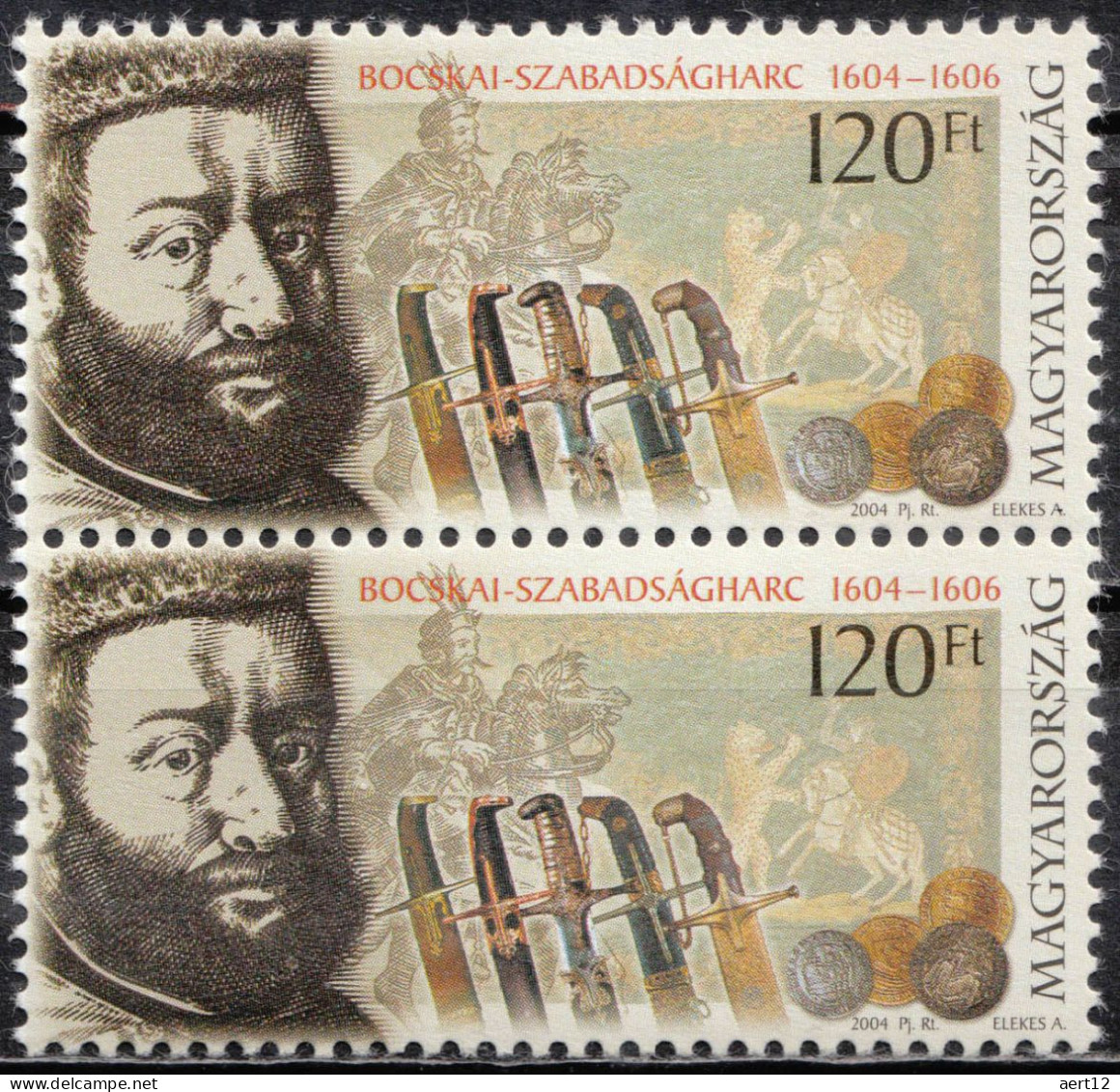 2004, Hungary, Bocskai, Anniversaries And Jubilees, Battle, Coins, Horses, 2 Stamps, MNH(**), HU 4954x2 - Ongebruikt