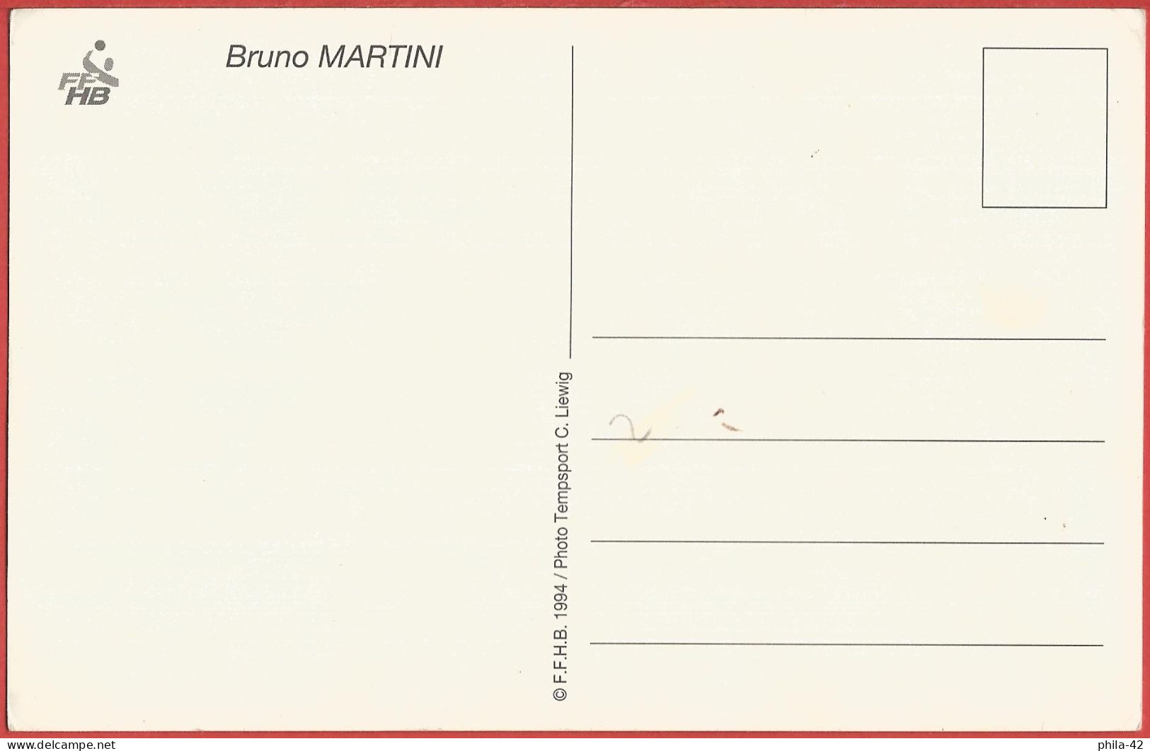 Bruno Martini, Gardien De But Handball - Carte Neuve TBE - Sportsmen