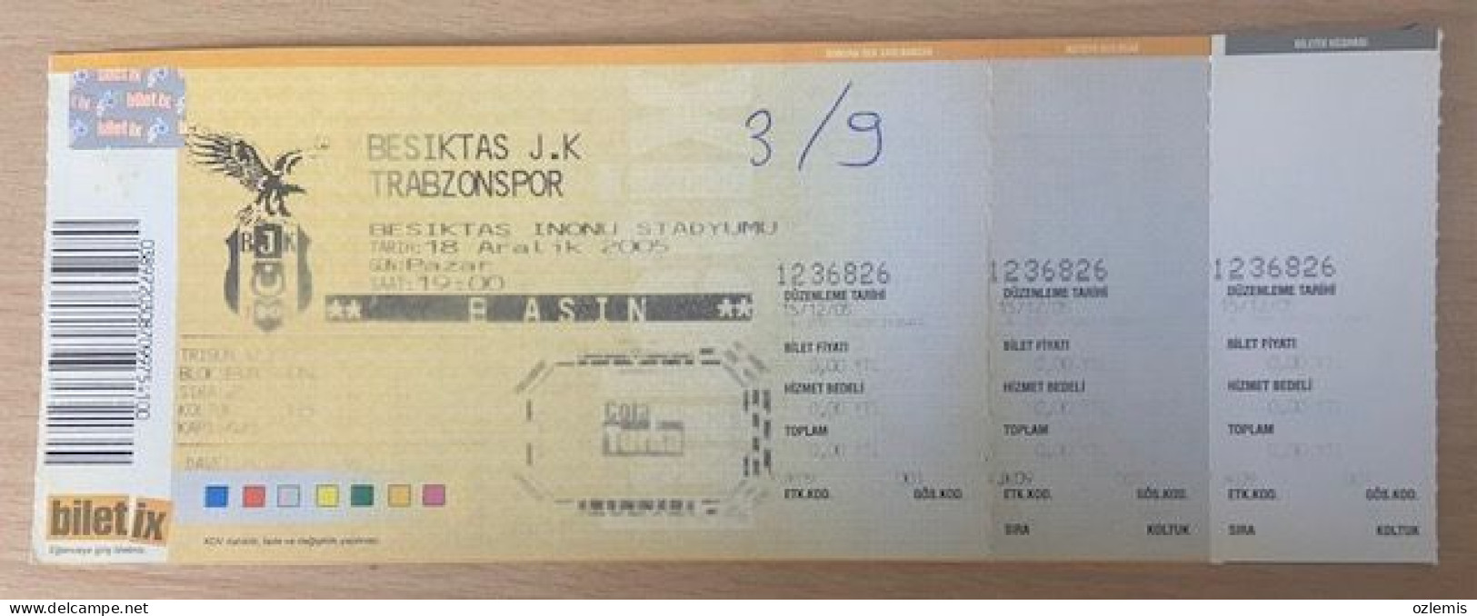 BESIKTAS - TRABZONSPOR ,MATCH TICKET ,2005 - Tickets D'entrée