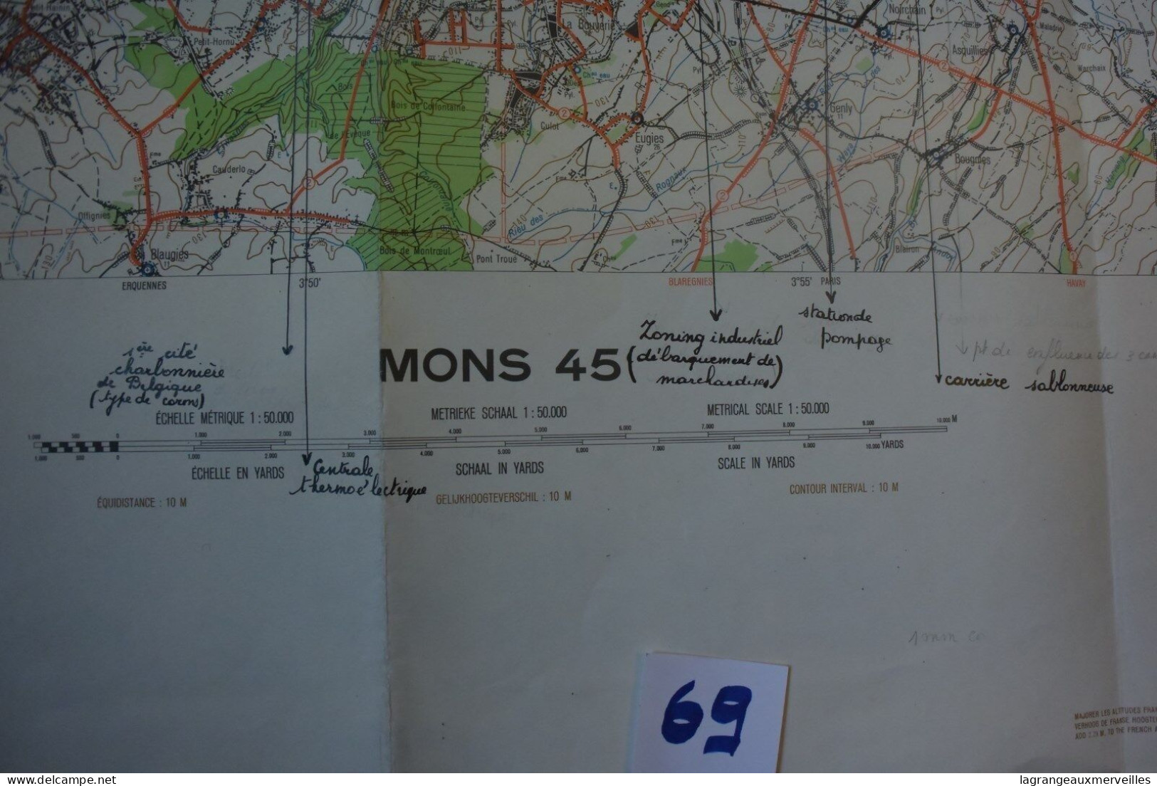 C69 Carte Belgique - Hainaut - Mons 45 - 1/50.000. - Topographische Kaarten