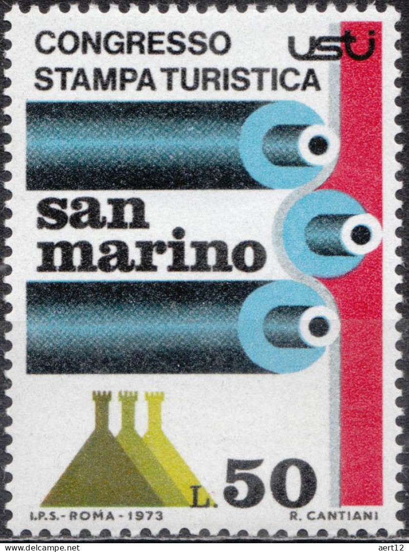 1973, San Marino, Tourist Press Congress, Conferences, Tourism, 1 Stamps, MNH(**), SM 1027 - Unused Stamps