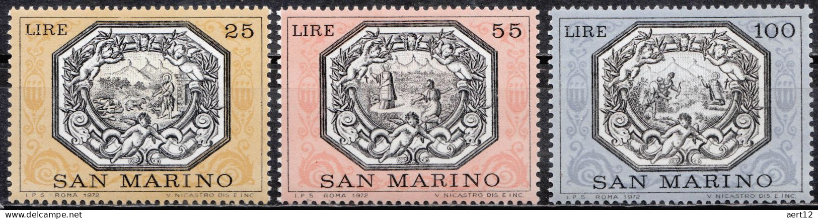 1972, San Marino, Legend Of St Marinus, Animals (Fauna), Bears, Mammals, Saints, 3 Stamps, MNH(**), SM 999-1001 - Nuevos