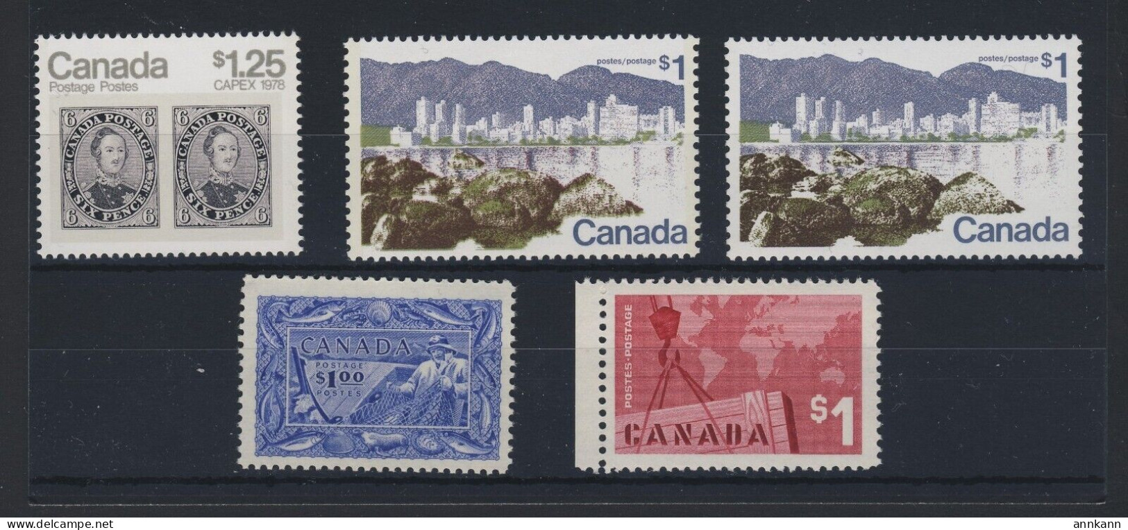 5x Canada Older $1.00-$1.25 Stamps; #302-411-599-600-756 MNH VF $86.25 - Verzamelingen