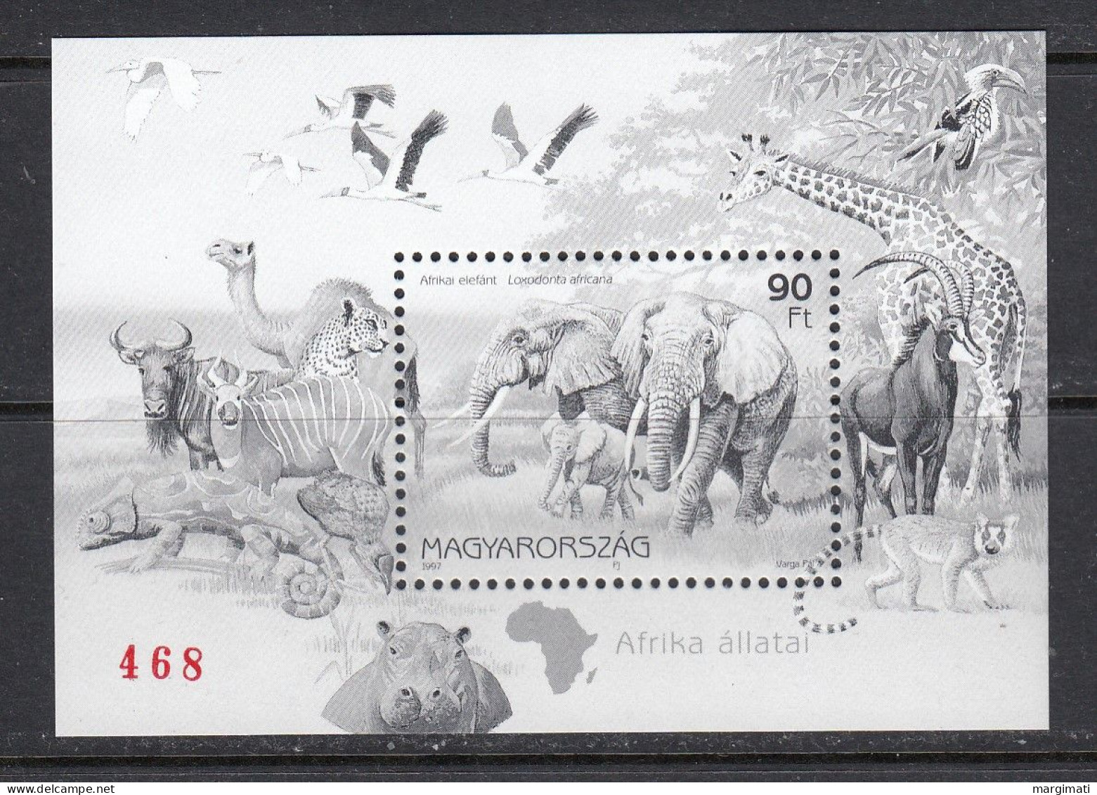 Ungarn 1997. Tiere. Schwarzdruck, Bl  MNH. Pf.** - Neufs