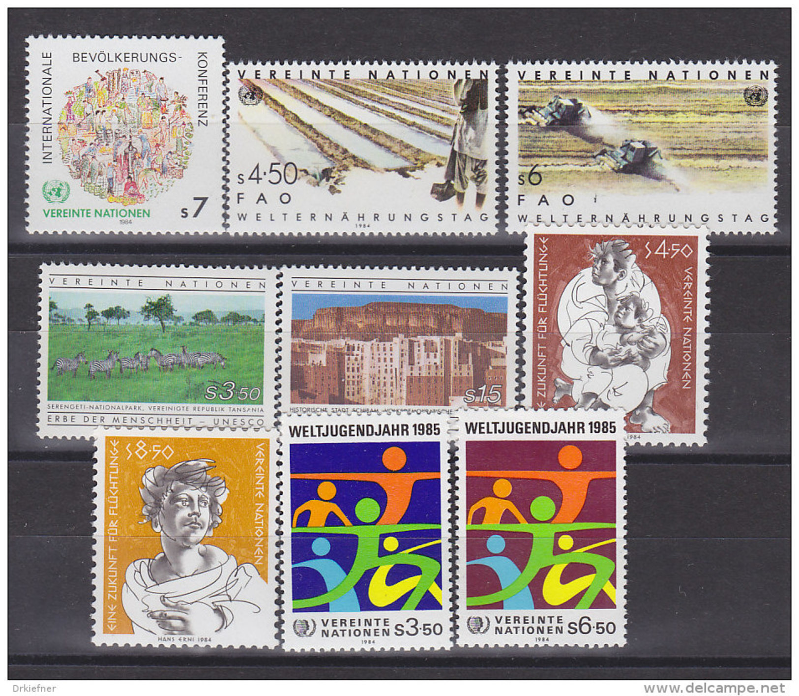 UNO Wien 1984, 38-46, Postfrisch **, Kompletter Jahrgang - Nuevos