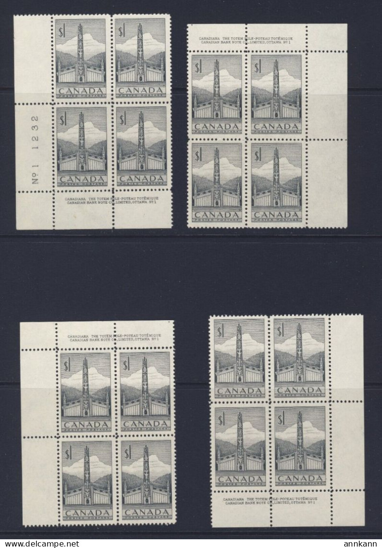 16x Canada Stamps; #321 - $1.00 Plate Block #1 Matched Set. GV= $200.00 - Neufs