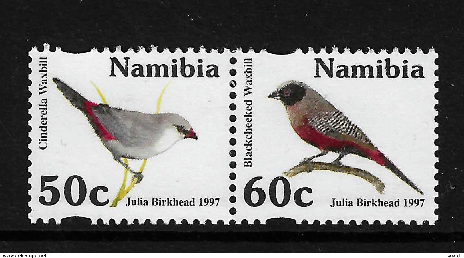 Namibia 1997 MiNr. 833 - 834 BIRDS   Cinderella Waxbill, Black-faced Waxbill 2v MNH**  1.50 € - Namibia (1990- ...)