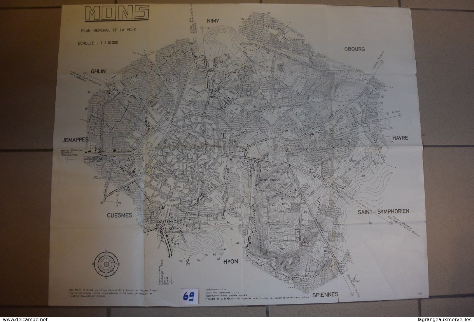 C69 Carte Belgique - Hainaut - Mons - 1/10.000. - Carte Militaire - Mapas Topográficas