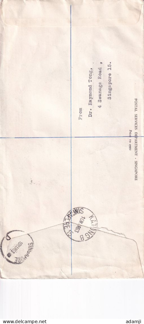 SINGAPORE 1963REGISTERED FDC COVER TO UK. - Singapore (1959-...)