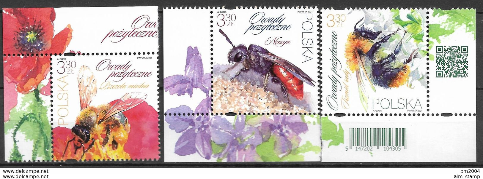 2021 Polen Mi.  5292-7 **MNH   Nützliche Insekten. - Ungebraucht