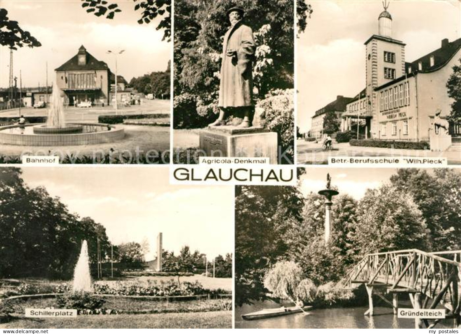 73035728 Glauchau Bahnhof Agricola Denkmal Berufsschule Wilhelm Pieck Schillerpl - Glauchau