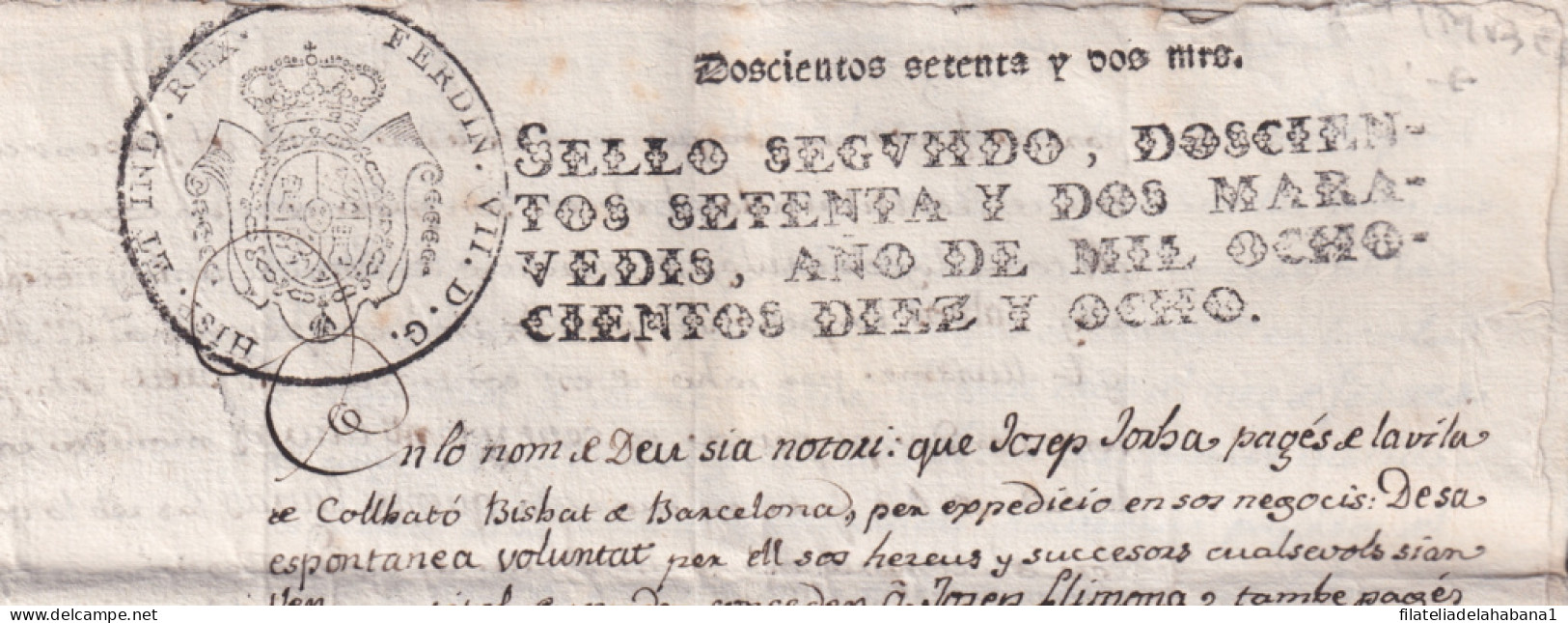 1818-PS-3 SPAIN ESPAÑA 1818 SELLO 2º SEALLED PAPER REVENUE. - Fiscales