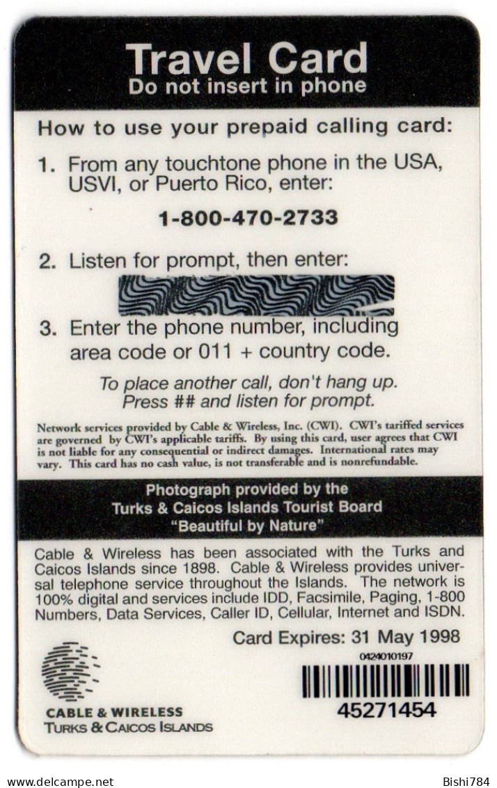 Turks & Caicos - Windmill Travel Card: Card Expires: 31 May 1998 - Turks & Caicos (Islands)