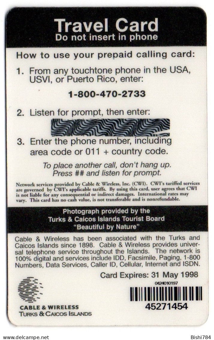 Turks & Caicos - Windmill Travel Card: Card Expires: 31 May 1998 - Turcas Y Caicos (Islas)