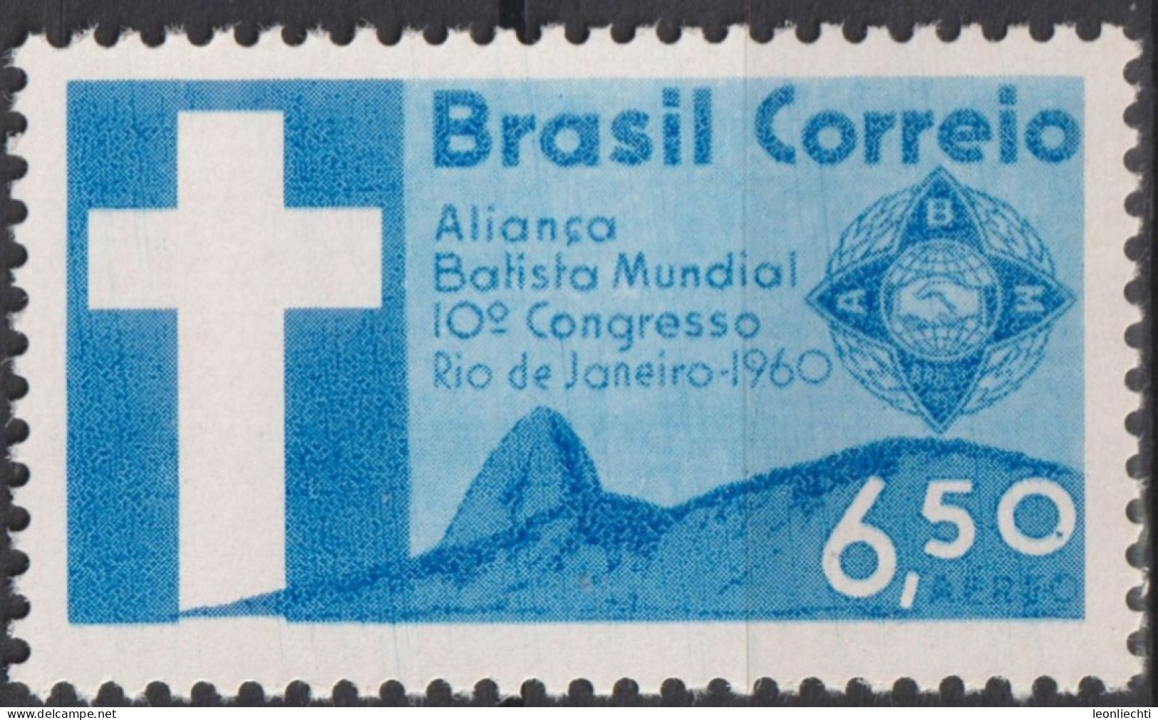 1960 Brasilien AEREO ** Mi:BR 984, Sn:BR C100, Yt:BR PA88, 10th Baptist World Congress - Nuevos