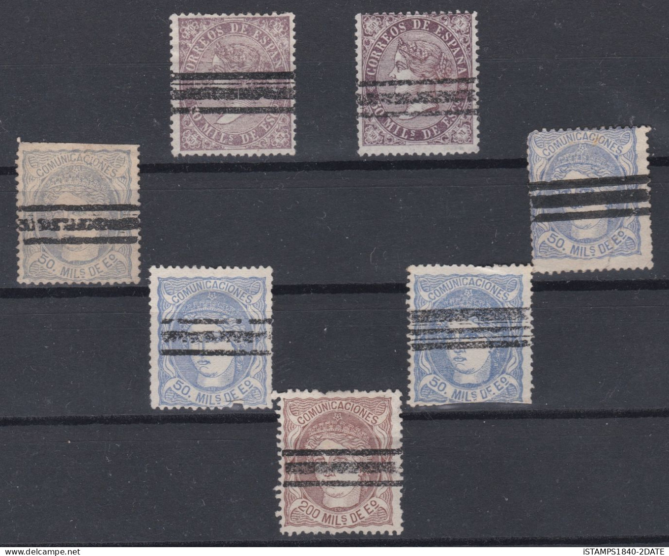 00611/ Spain 1867/70 Queen Isabella II Unused Remainders 7 Stamps To 200m - Colecciones