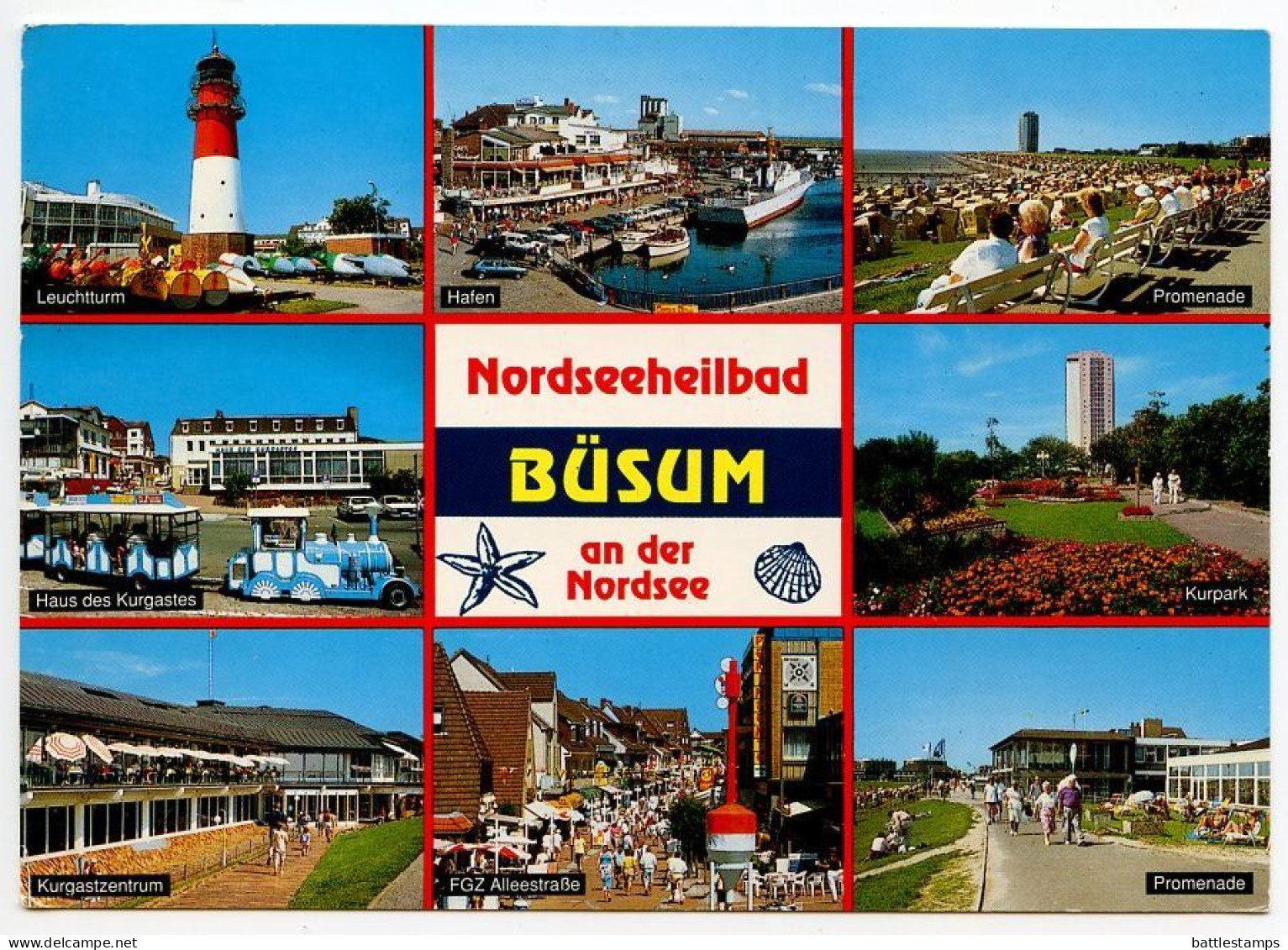 Germany 1993 Postcard Nordseeheilbad Büsum An Der Nordsee - Multiple Views; Slogan Cancel - Büsum