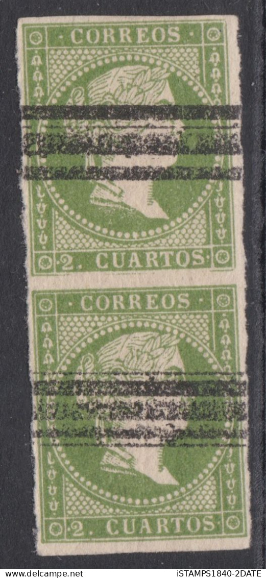 00612/ 1855  Sg54 2c Green Imperf MNH Pair Remainder Queen Isabella II - Collections