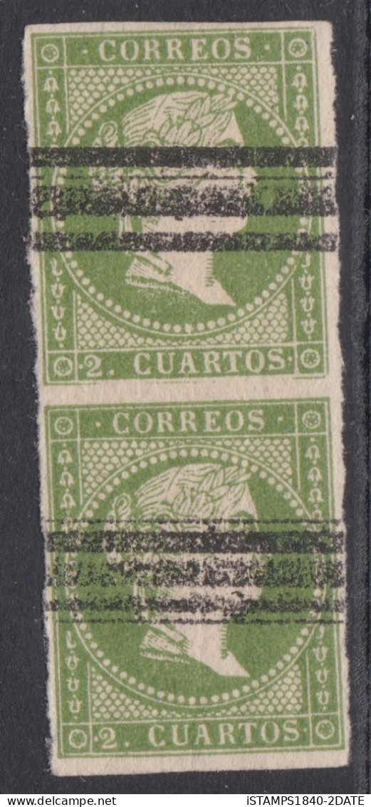 00612/ 1855  Sg54 2c Green Imperf MNH Pair Remainder Queen Isabella II - Colecciones