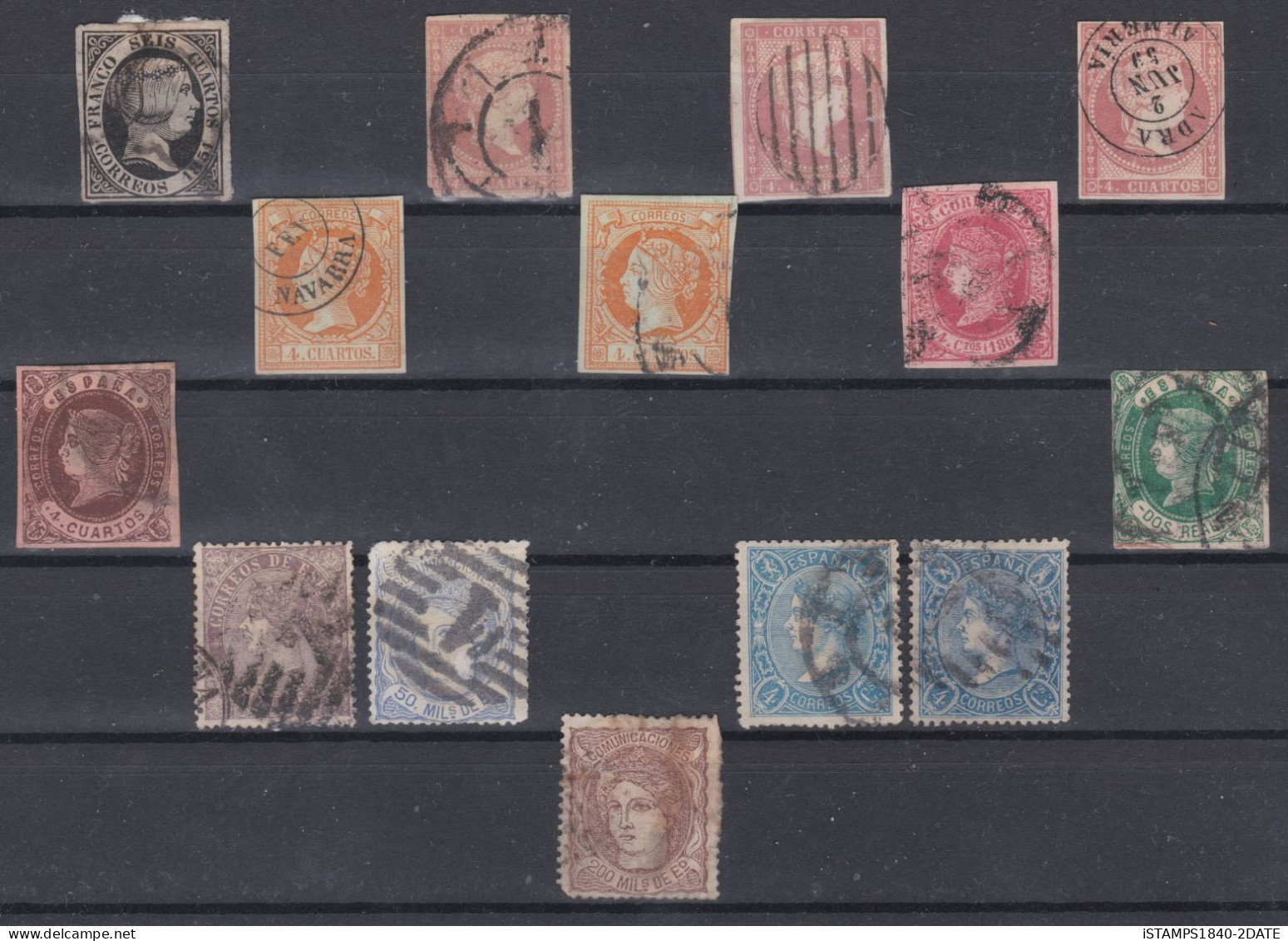 00615/ Spain 1851+ Queen Isabella Used Collection 14 Stamps - Collections