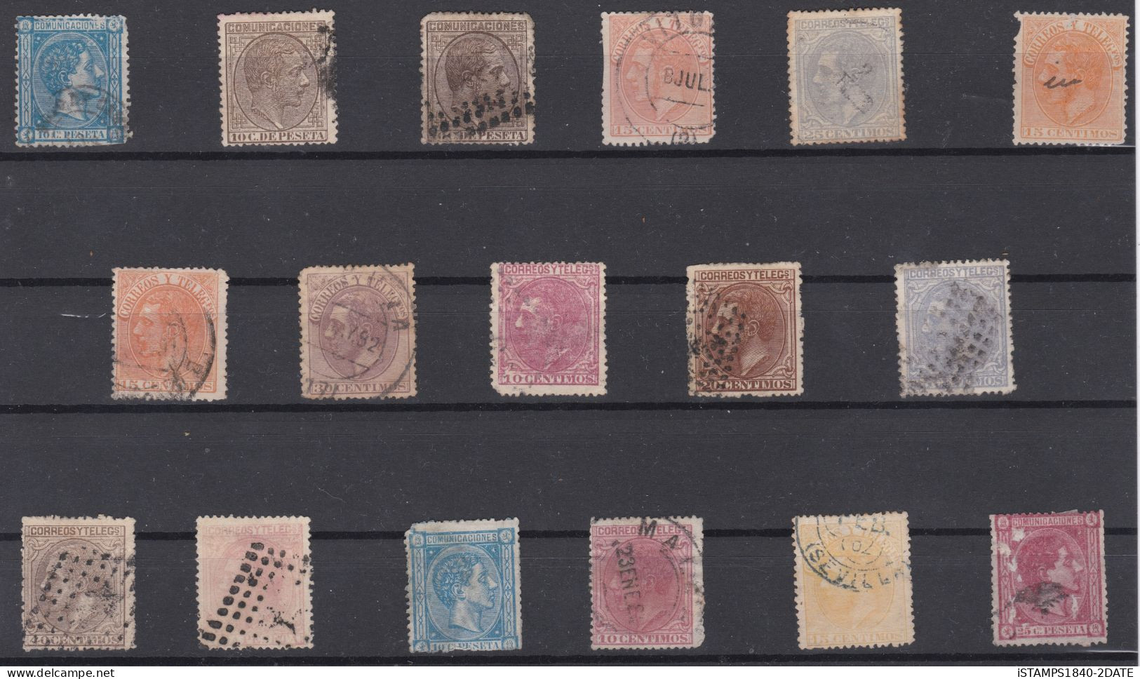 00618/ Spain 1875/82 King Alfonso XII Used Collection 17 Stamps - Colecciones