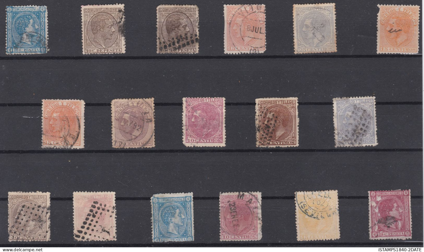 00618/ Spain 1875/82 King Alfonso XII Used Collection 17 Stamps - Collections