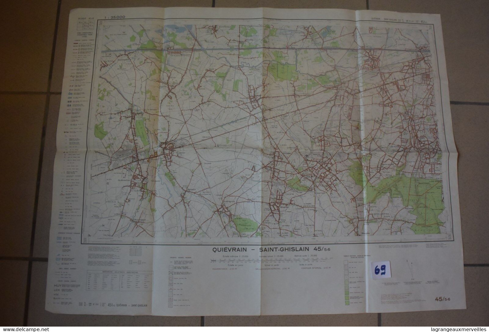 C69 Carte Belgique - Hainaut - Saint Ghislain - 1/25.000. - Mapas Topográficas