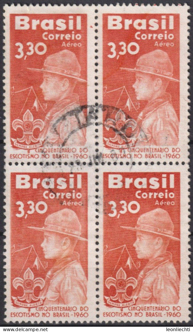 1960 Brasilien AEREO ° Mi:BR 985, Sn:BR C101, Yt:BR PA90, 50th Anniversary Of Scouting In Brazil - Usados