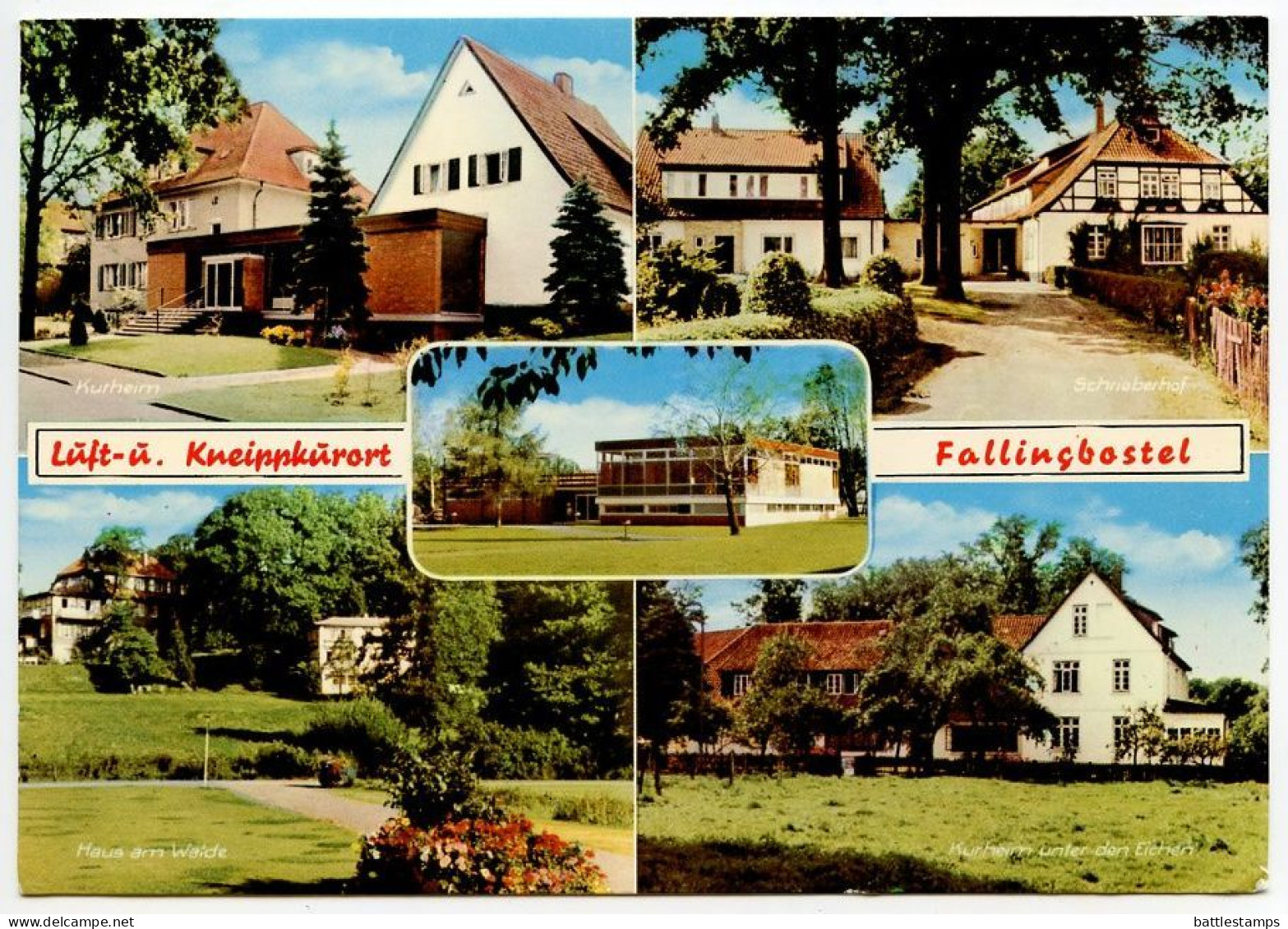 Germany 1992 Postcard Fallingbostel - Luft- U. Kneippkurort, Multiple Views; Slogan Cancel; 60pf Dorothea Erxleben Stamp - Fallingbostel
