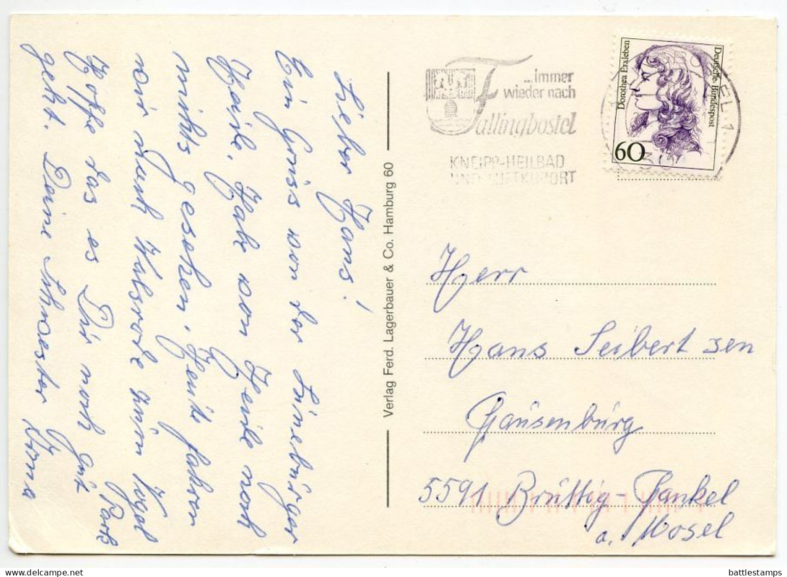 Germany 1992 Postcard Fallingbostel - Luft- U. Kneippkurort, Multiple Views; Slogan Cancel; 60pf Dorothea Erxleben Stamp - Fallingbostel