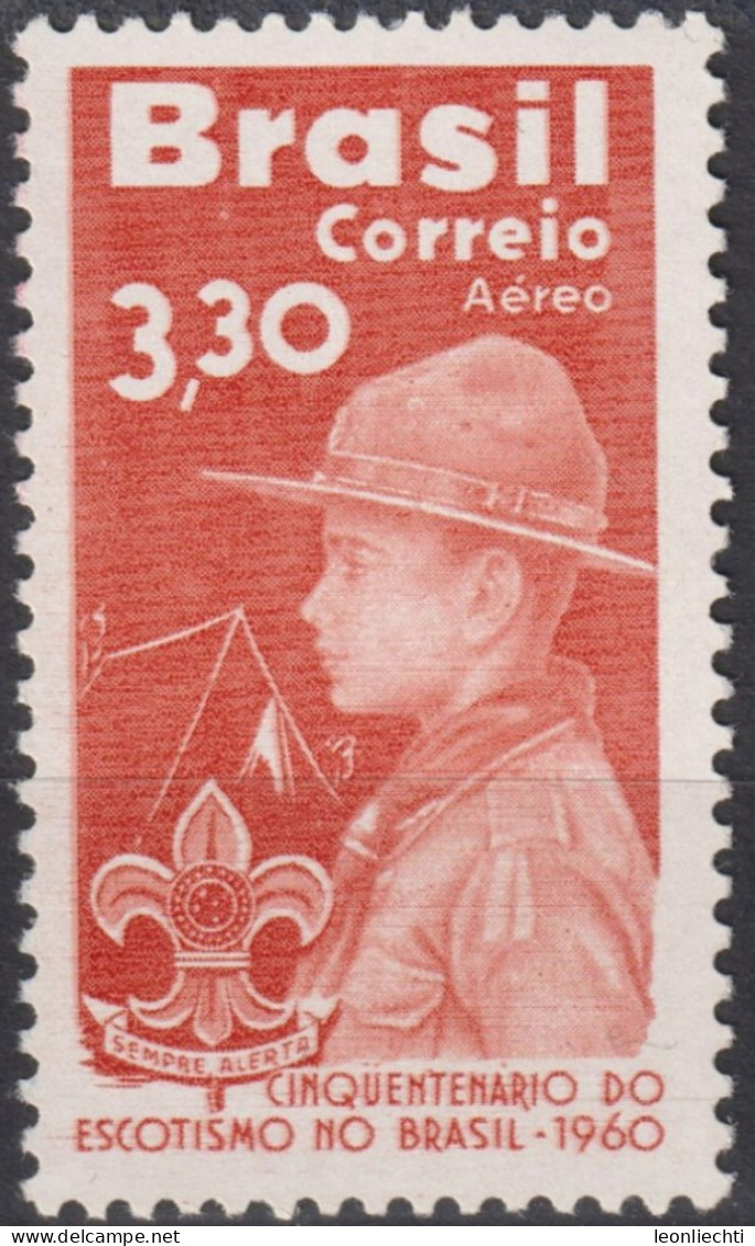 1960 Brasilien AEREO ** Mi:BR 985, Sn:BR C101, Yt:BR PA90, 50th Anniversary Of Scouting In Brazil - Ungebraucht