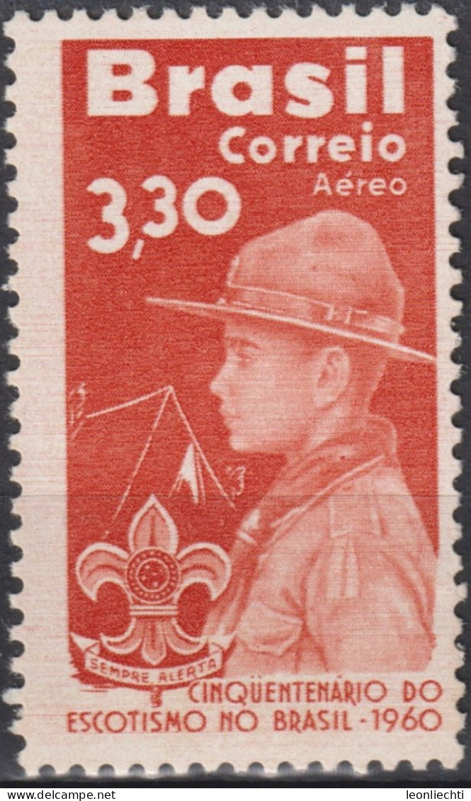 1960 Brasilien AEREO ** Mi:BR 985, Sn:BR C101, Yt:BR PA90, 50th Anniversary Of Scouting In Brazil - Ungebraucht