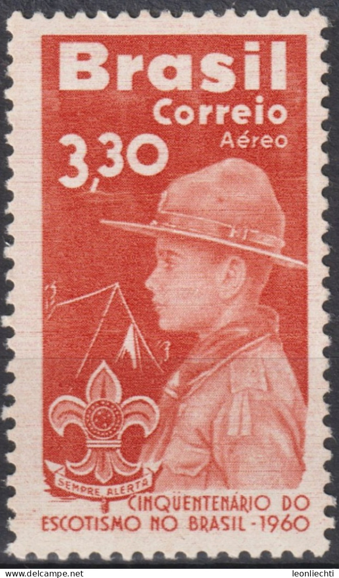 1960 Brasilien AEREO ** Mi:BR 985, Sn:BR C101, Yt:BR PA90, 50th Anniversary Of Scouting In Brazil - Ongebruikt