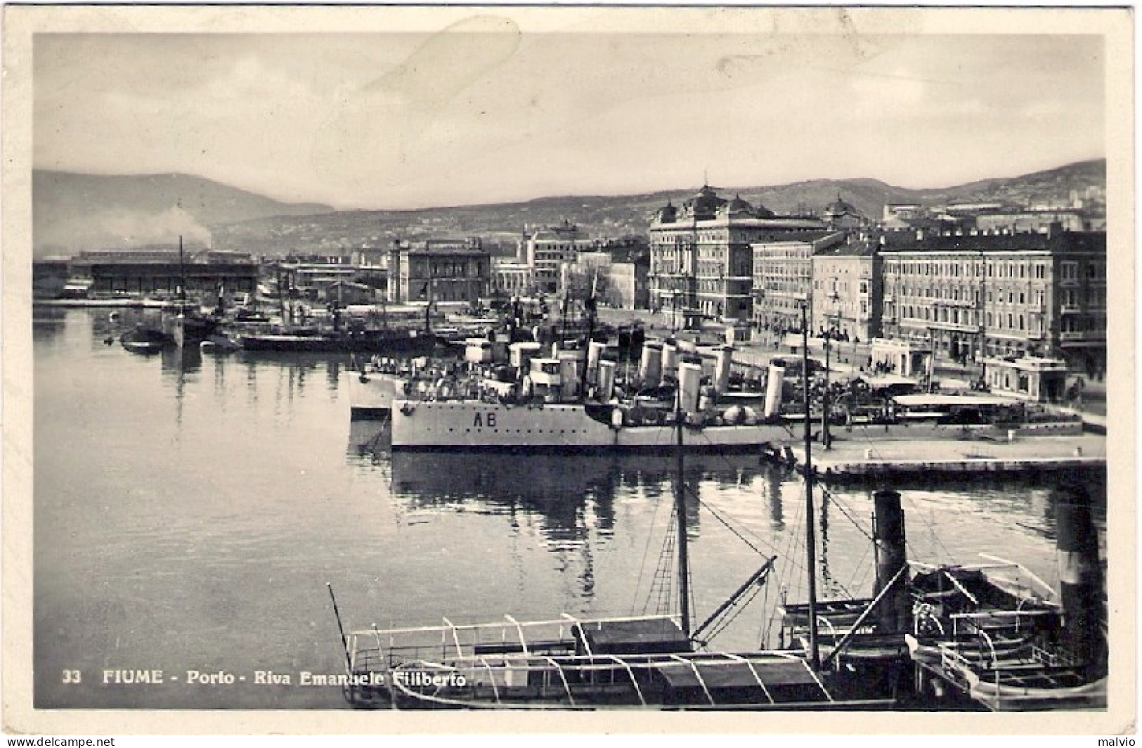 1939-cartolina Foto Fiume-porto-riva Emanuele Filiberto Affrancata Coppia 5c. Im - Croazia