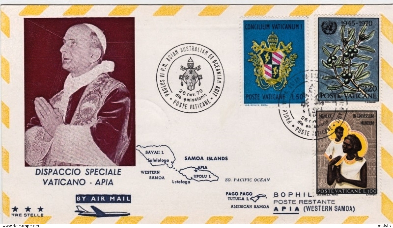 Vaticano-1970 Dispaccio Speciale Apia Samoa Viaggio Papale Sua Santita' Paolo VI - Samoa